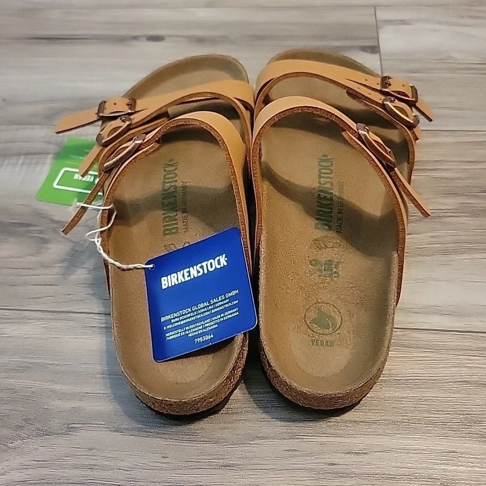 Birkenstock Sandals New Franca Pecan Birkibuc Vegan Tan Womens 8 US 39 EU NEW - Picture 3 of 10